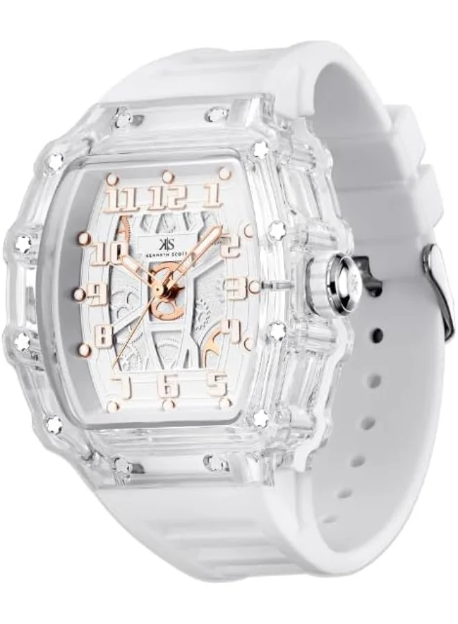 KENNETH SCOTT Kenneth Scott Men's Watch, Analog Display and Silicone Strap - K25009-SSWW, White