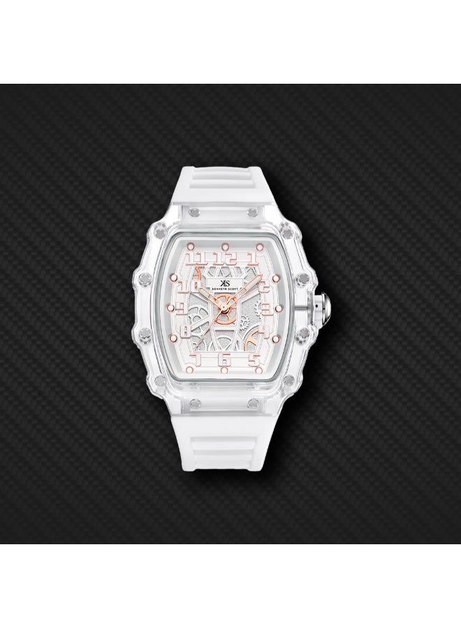 كينيث سكوت ساعة كينيث سكوت للرجال، مينا تناظري وسوار سيليكون - أبيض - Image 4