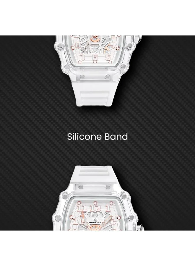 Kenneth Scott white Men's Silicone Analog Watch K25009-SSWW - 43 mm for Men | Best Price UAE