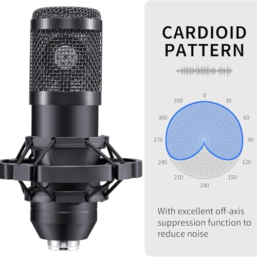 ARVOX AX-M5 USB Condenser Microphone Kit, 192kHz/24bit, 20-20KHz, 16mm Diaphragm, with Boom Arm, Pop Filter, Shock Mount, Tripod, 2.5M Cable, for Podcasting, Gaming, Singing - Image 4