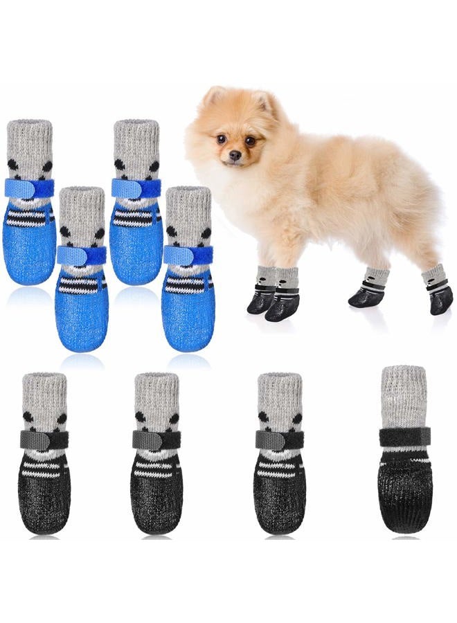 Weewooday 2 مجموعات أحذية كلاب وأحذية قطط وجوارب مقاومة للماء أحذية كلاب للأمطار والثلوج أحذية كلاب مضادة للانزلاق مع حبل قابل للتعديل لجرو صغير (صغير) - Image 1
