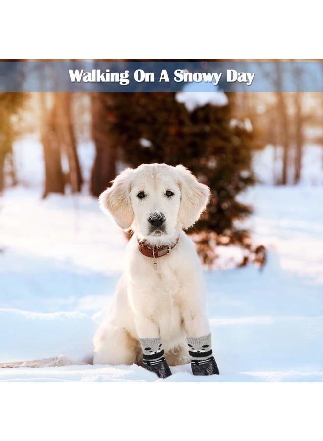 Weewooday 2 مجموعات أحذية كلاب وأحذية قطط وجوارب مقاومة للماء أحذية كلاب للأمطار والثلوج أحذية كلاب مضادة للانزلاق مع حبل قابل للتعديل لجرو صغير (صغير) - Image 5