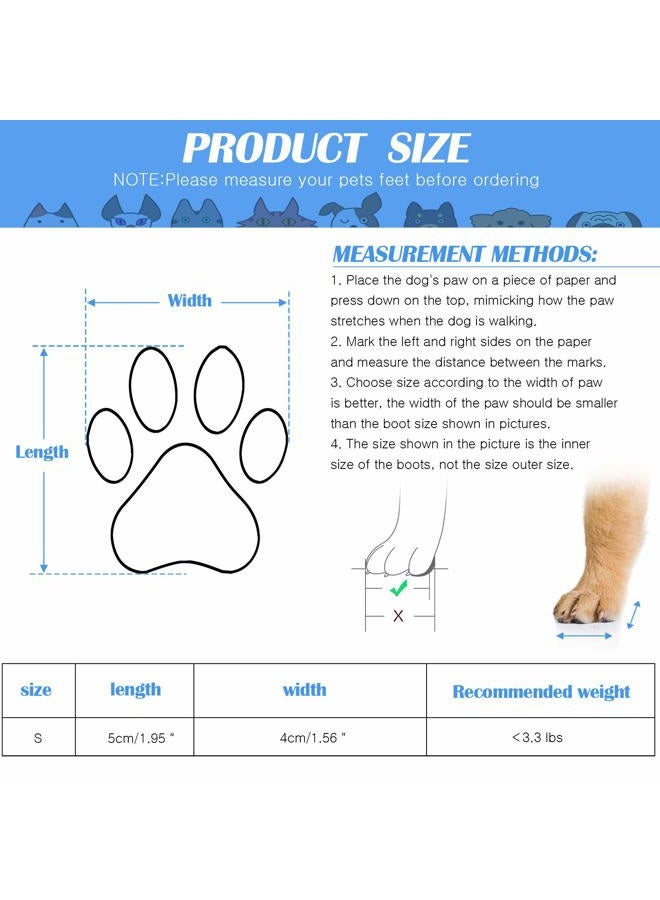 Weewooday 2 مجموعات أحذية كلاب وأحذية قطط وجوارب مقاومة للماء أحذية كلاب للأمطار والثلوج أحذية كلاب مضادة للانزلاق مع حبل قابل للتعديل لجرو صغير (صغير) - Image 2