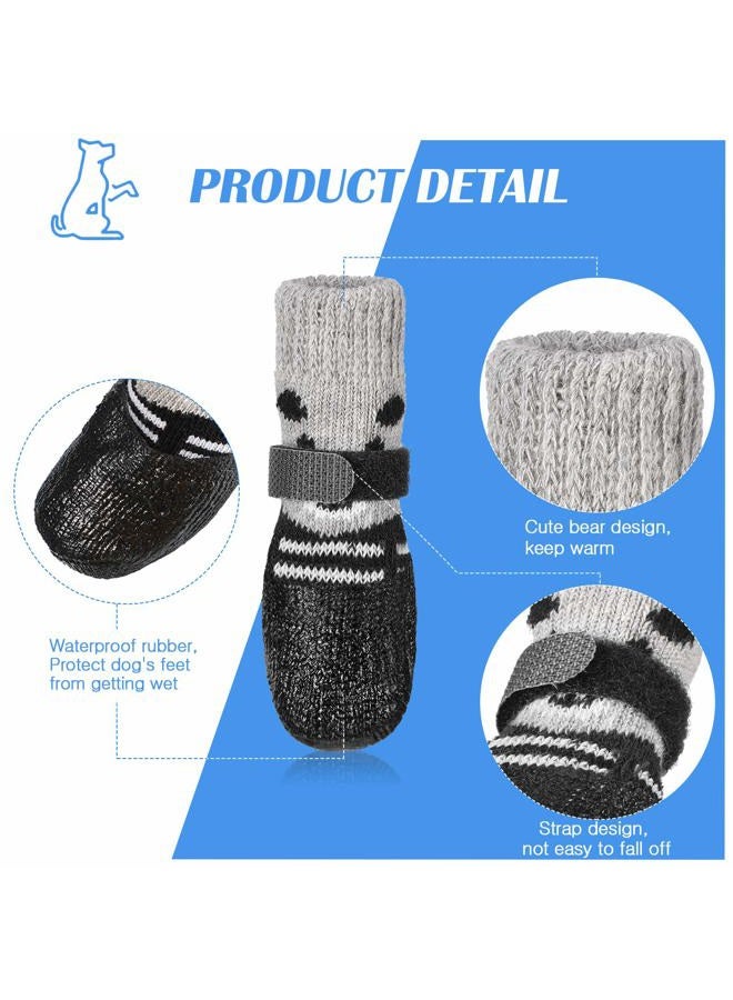 Weewooday 2 مجموعات أحذية كلاب وأحذية قطط وجوارب مقاومة للماء أحذية كلاب للأمطار والثلوج أحذية كلاب مضادة للانزلاق مع حبل قابل للتعديل لجرو صغير (صغير) - Image 3