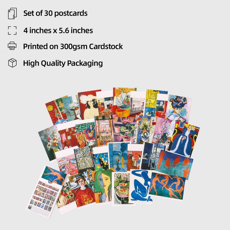EDENMS Henri Matisse Art Postcards, Famous Painting Abstract Art Post Cards Bulk Pack(30 Pack), Vintage Aesthetic Photo Collage Kit, Postcards Poster for School Students Teacher Thank You Note Cards - Image 4