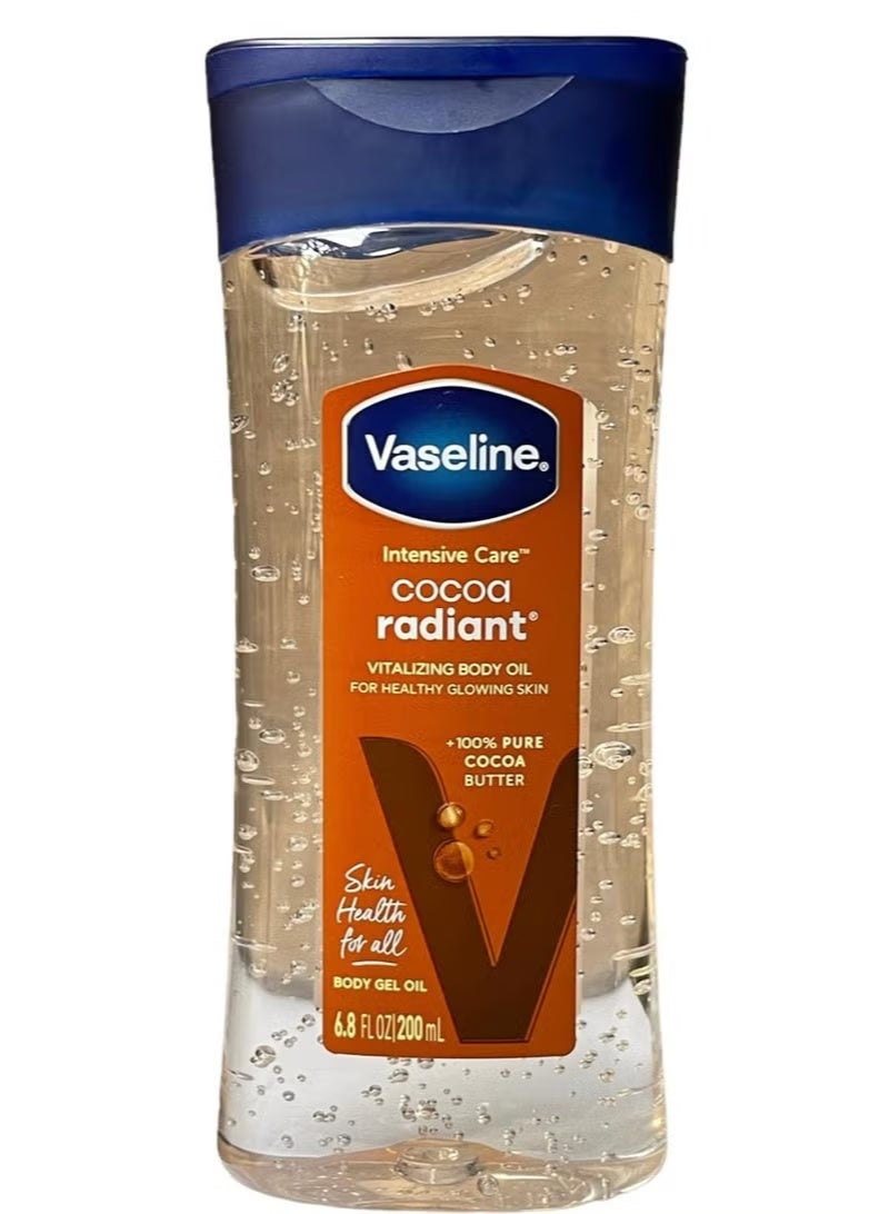 Vaseline Intensive Care Cocoa Radiant Vitalizing Body Oil With 100% Pure Cocoa Butter & Replenishing Oils For Long-Lasting Radiant Glow| Non-Greasy Body Gel Oil for Healthy & Glowing Skin| 200 ml - Image 1