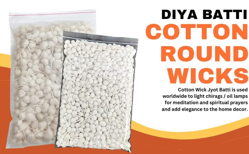 SR TRENDS SR TRENDS 350PCS Hand Made Phool BaatiWhite Cotton Phool Diya Batti Wicks Diya Batti for Puja Wicks Jot batti for Poojajyot batti Packs 350 Pcs  - Image 2