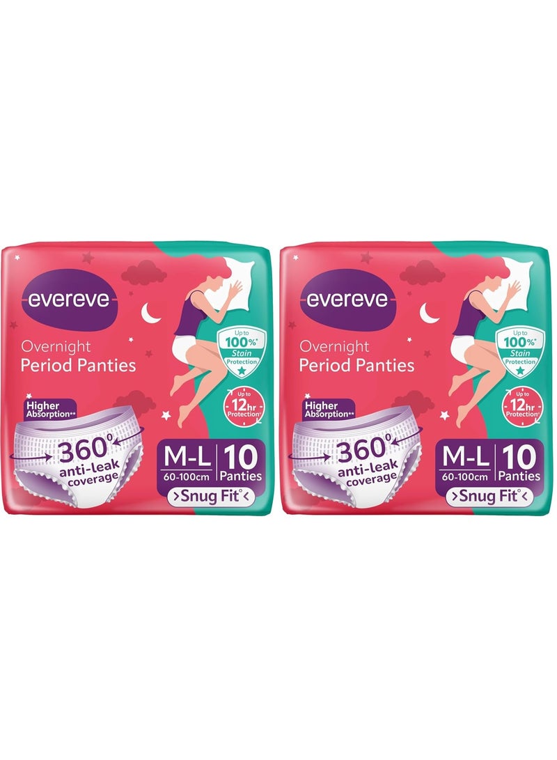عشية أي وقت مضى سراويل حيض للاستخدام مرة واحدة من EverEve - فائقة الامتصاص للتدفق الغزير، لتوفير حماية صحية - مقاس M-L (10 قطع) (عبوة مزدوجة) - Image 3