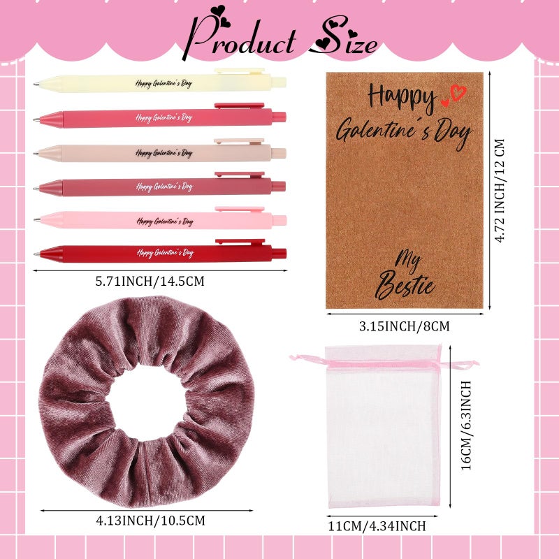Affrolling 12 Set Galentine's Day Gift for Women Girls Includes Ballpoint Pen Hair Scrunchies Happy Galentines Card and Organza Bags Valentines Gifts Velvet Soft Hair Ties Thick Elastic Bands - Image 2