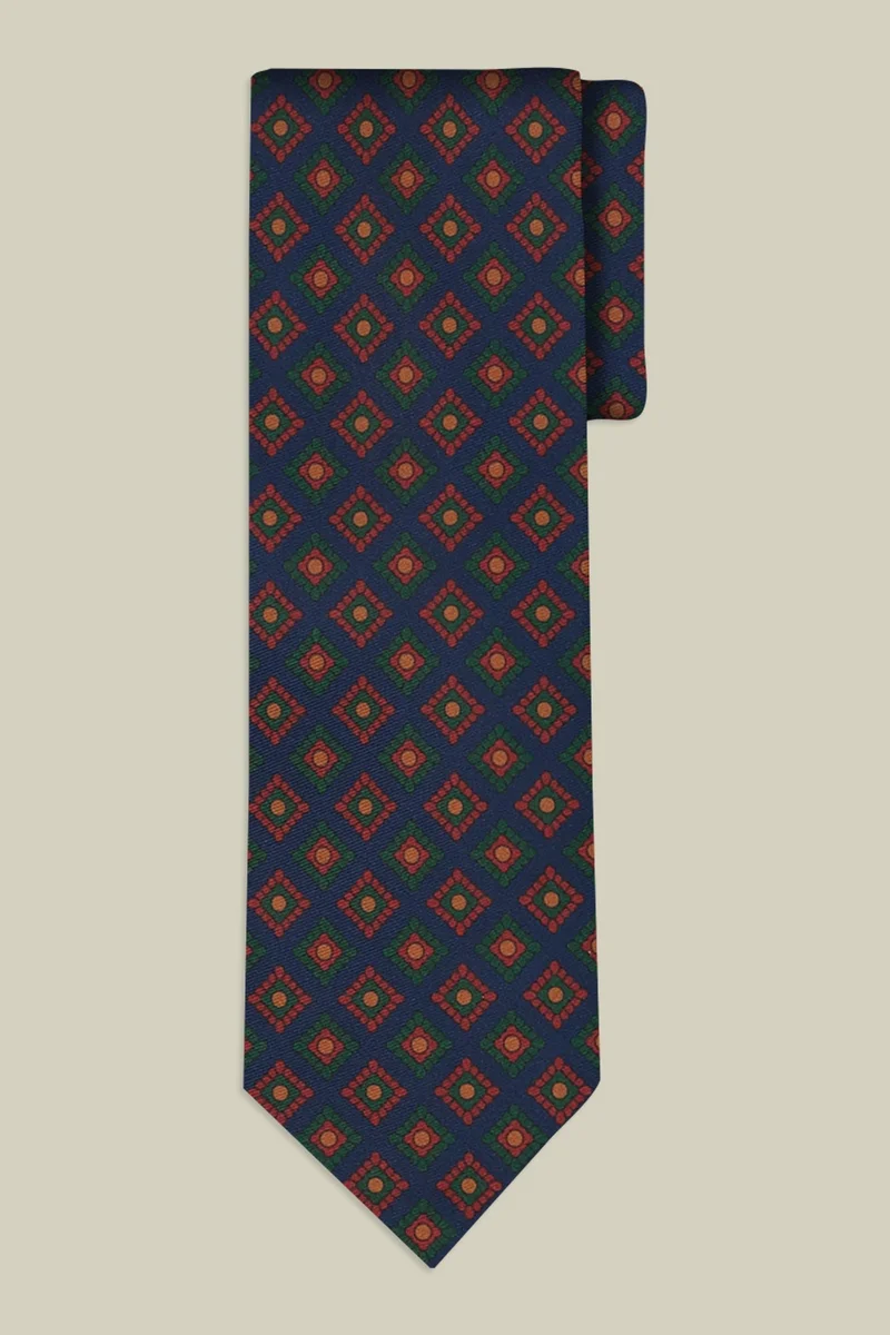 Doppelganger Men's tie with macro geometric pattern - DK Blue