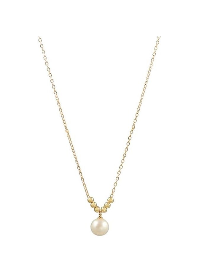 DUNISO Pearl Choker Necklace for Women,14k Gold Plated Titanium Steel Adjustable Boho Beach Layered Pearl Beaed Necklace Earrings Jewelry Set for Bride Bridesmaid Wedding Gifts  - Image 2