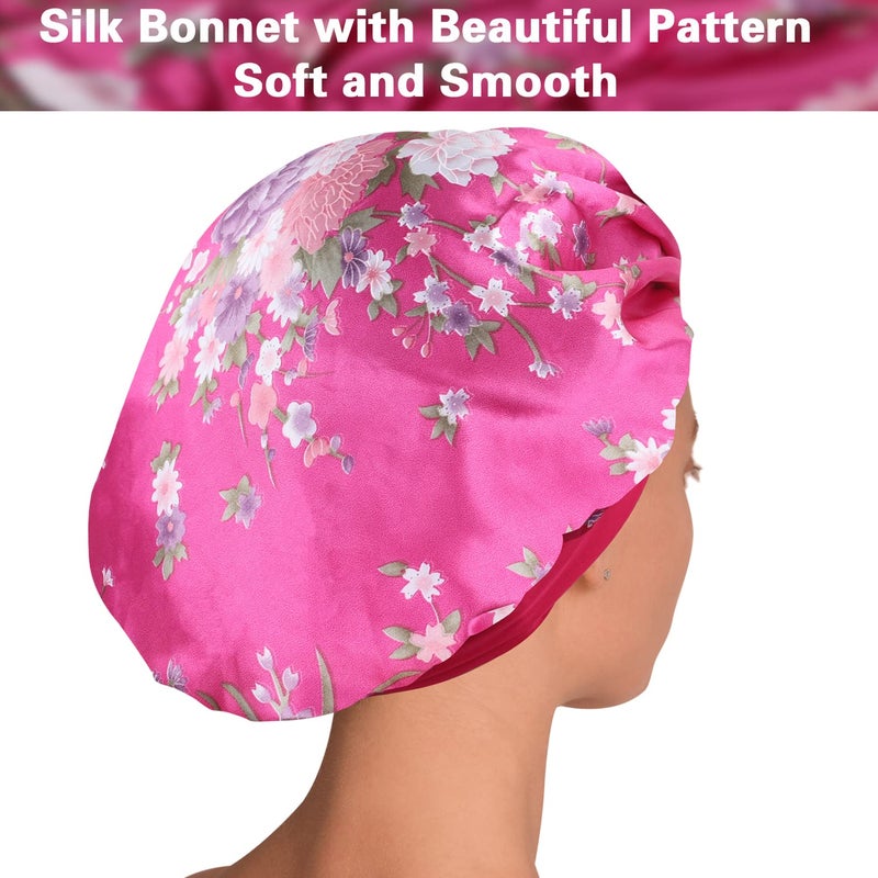 ROYBENS Satin Bonnet Hair Bonnet for Sleeping- 4 Pack Large Bonnets for Women with Elastic Soft Band for Curly Hair Braids - Image 3