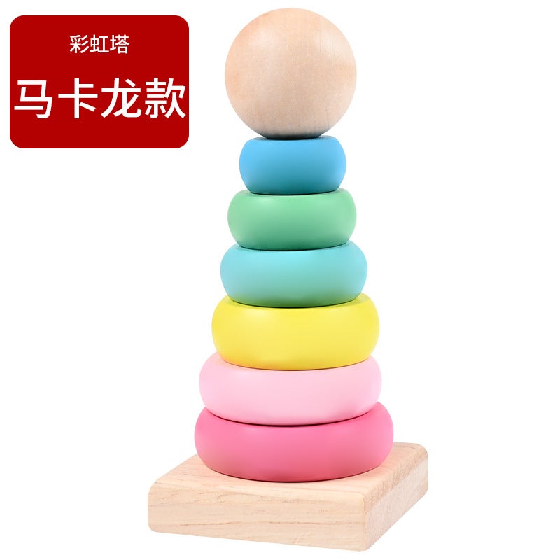 Wooden Children'S Eight-Tone Piano Clock Rainbow Tower Four Sets Of Column Shape Board Twisting Insect Baby Educational Toys - Image 1