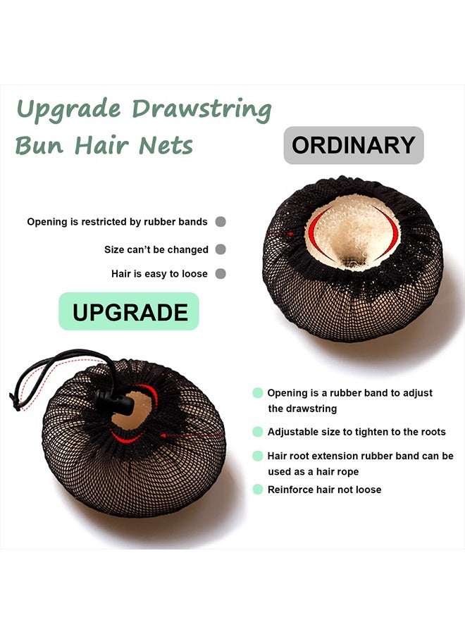 KESAPLAN 6PCS Bun Hair Nets Set Reusable Elastic Mesh Bun Cover for Ballerina Dancer Bank Clerk Nurse Skater Hair Fixing Black Stretch Lace Hair Accessories for Women Girls Mixed Style (Medium) - Image 2