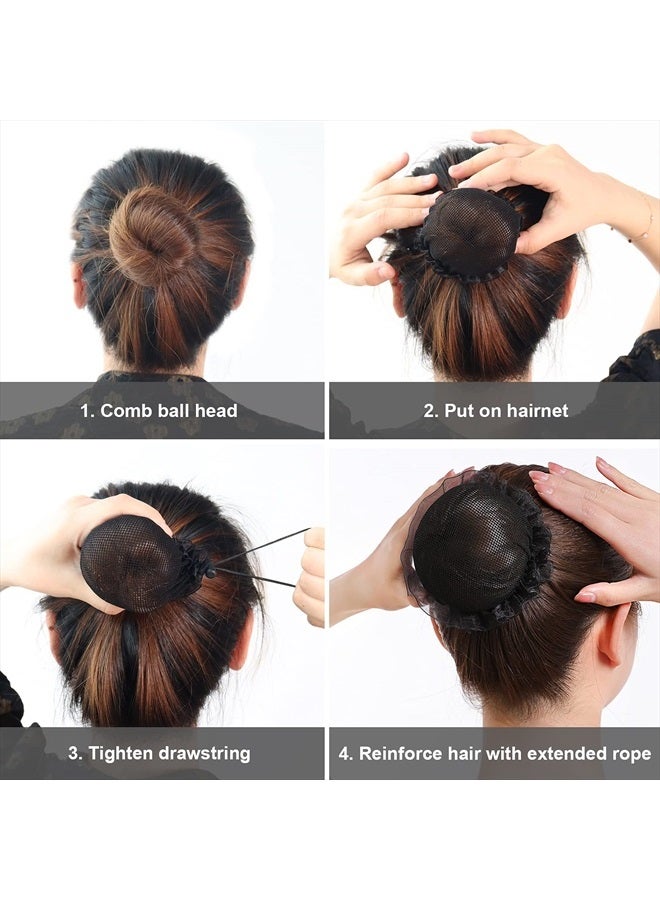 KESAPLAN 6PCS Bun Hair Nets Set Reusable Elastic Mesh Bun Cover for Ballerina Dancer Bank Clerk Nurse Skater Hair Fixing Black Stretch Lace Hair Accessories for Women Girls Mixed Style (Medium) - Image 3