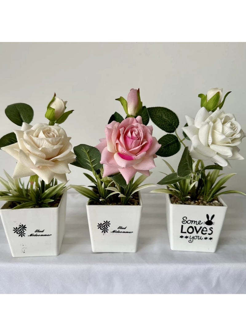 Huitich Artificial Rose Flowers Potted Plants Blue  - Image 4