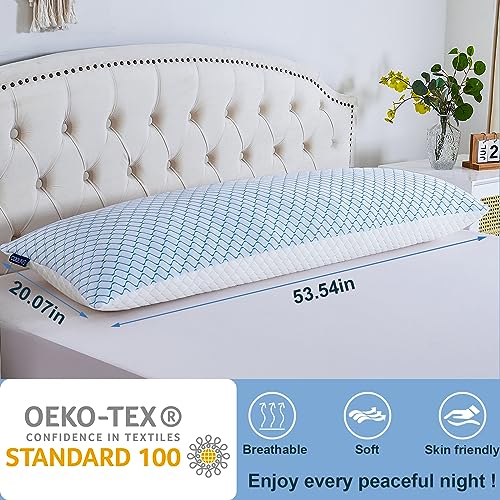 Gehannah Body Pillow for Adults - Shredded Memory Foam & Zippered Cooling Cover - Long Pillow for Sleeping - Bed Pillows for Side Sleeper - Image 2