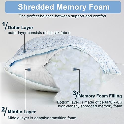 Gehannah Body Pillow for Adults - Shredded Memory Foam & Zippered Cooling Cover - Long Pillow for Sleeping - Bed Pillows for Side Sleeper - Image 4