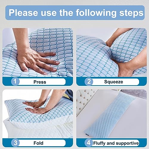 Gehannah Body Pillow for Adults - Shredded Memory Foam & Zippered Cooling Cover - Long Pillow for Sleeping - Bed Pillows for Side Sleeper - Image 5