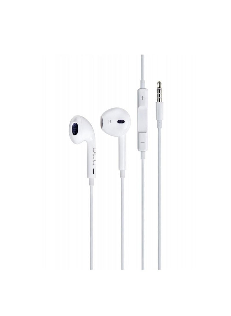 DCU TECNOLOGIC - DCU Stereo Earphones with 3,5mm Jack Premium Quality and crystal clarity Sound with Mic, White. - Image 1