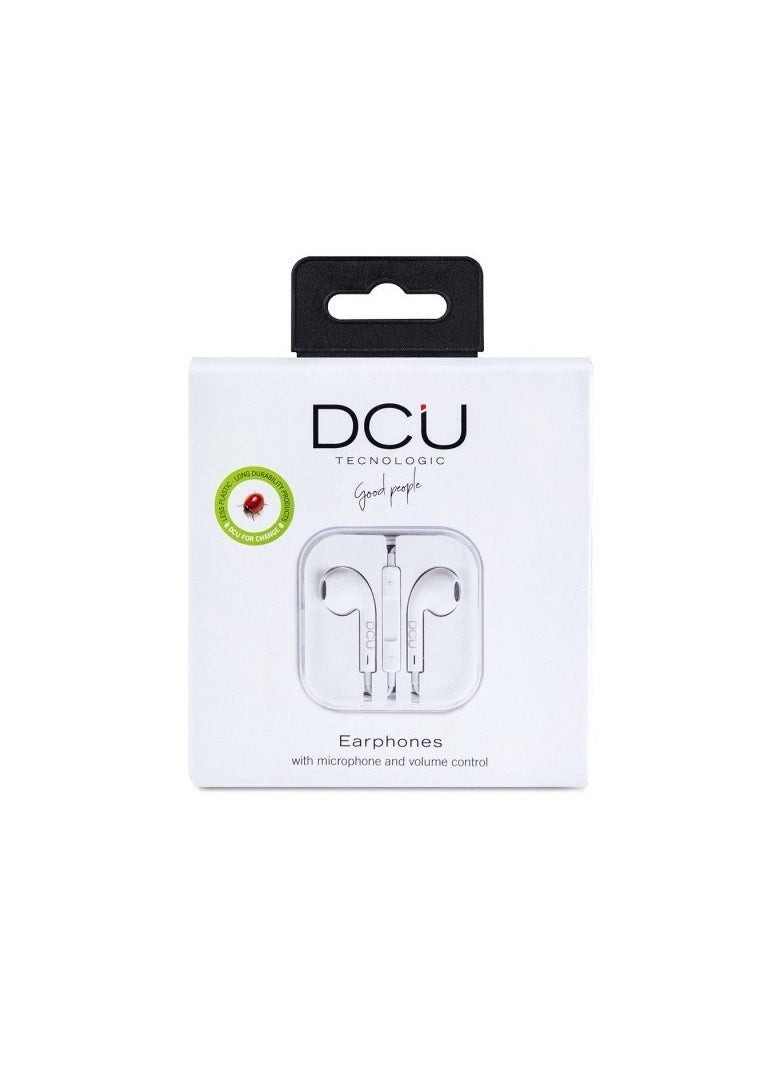 DCU TECNOLOGIC - DCU Stereo Earphones with 3,5mm Jack Premium Quality and crystal clarity Sound with Mic, White. - Image 1