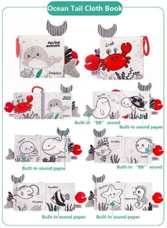 نيبمينينت Baby Cloth Book with Sound, 2 Pieces Sensory Training Three-dimensional Soft Books Cognitive Visual Toys for 1 3 Years Old Boys Girls  - Image 4