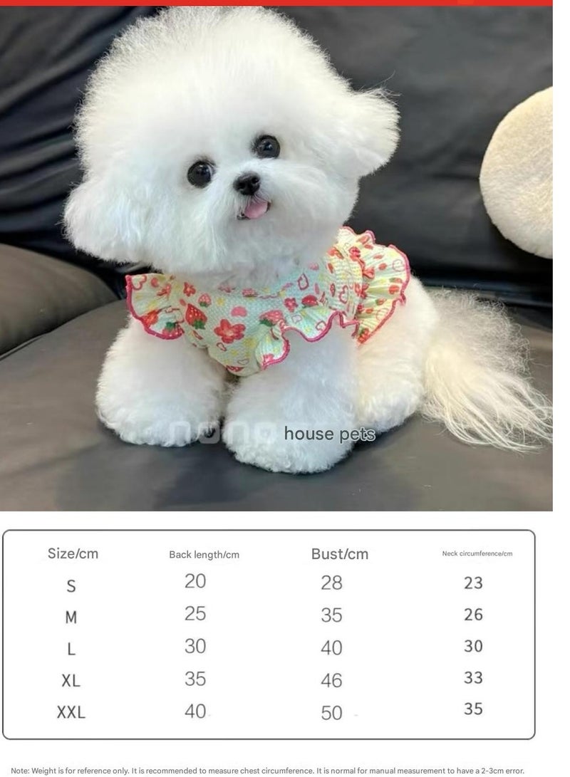 ايه ام ملابس كلاب بيشون فريز ربيع وصيف جديدة بأكمام طائرة على شكل فراولة ووافل وتنورة قطط أليفة ملابس خارجية للحماية من الشمس - Image 2