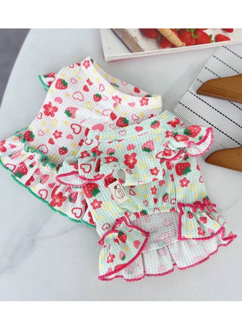 ايه ام ملابس كلاب بيشون فريز ربيع وصيف جديدة بأكمام طائرة على شكل فراولة ووافل وتنورة قطط أليفة ملابس خارجية للحماية من الشمس - Image 4