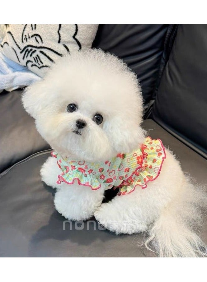 ايه ام ملابس كلاب بيشون فريز ربيع وصيف جديدة بأكمام طائرة على شكل فراولة ووافل وتنورة قطط أليفة ملابس خارجية للحماية من الشمس - Image 3