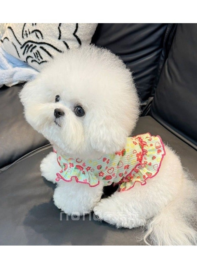 ايه ام ملابس كلاب بيشون فريز ربيع وصيف جديدة بأكمام طائرة على شكل فراولة ووافل وتنورة قطط أليفة ملابس خارجية للحماية من الشمس - Image 5