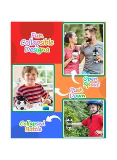 MIXDE Collapsible Water Bottle 550ml Foldable Water Bottle for Kids Students Reusable BPA Free Silicone Collapsible Water Bottle Leakproof Football Sports Water Bottle for Gym Camping Hiking  - Image 2