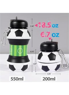 MIXDE Collapsible Water Bottle 550ml Foldable Water Bottle for Kids Students Reusable BPA Free Silicone Collapsible Water Bottle Leakproof Football Sports Water Bottle for Gym Camping Hiking  - Image 4