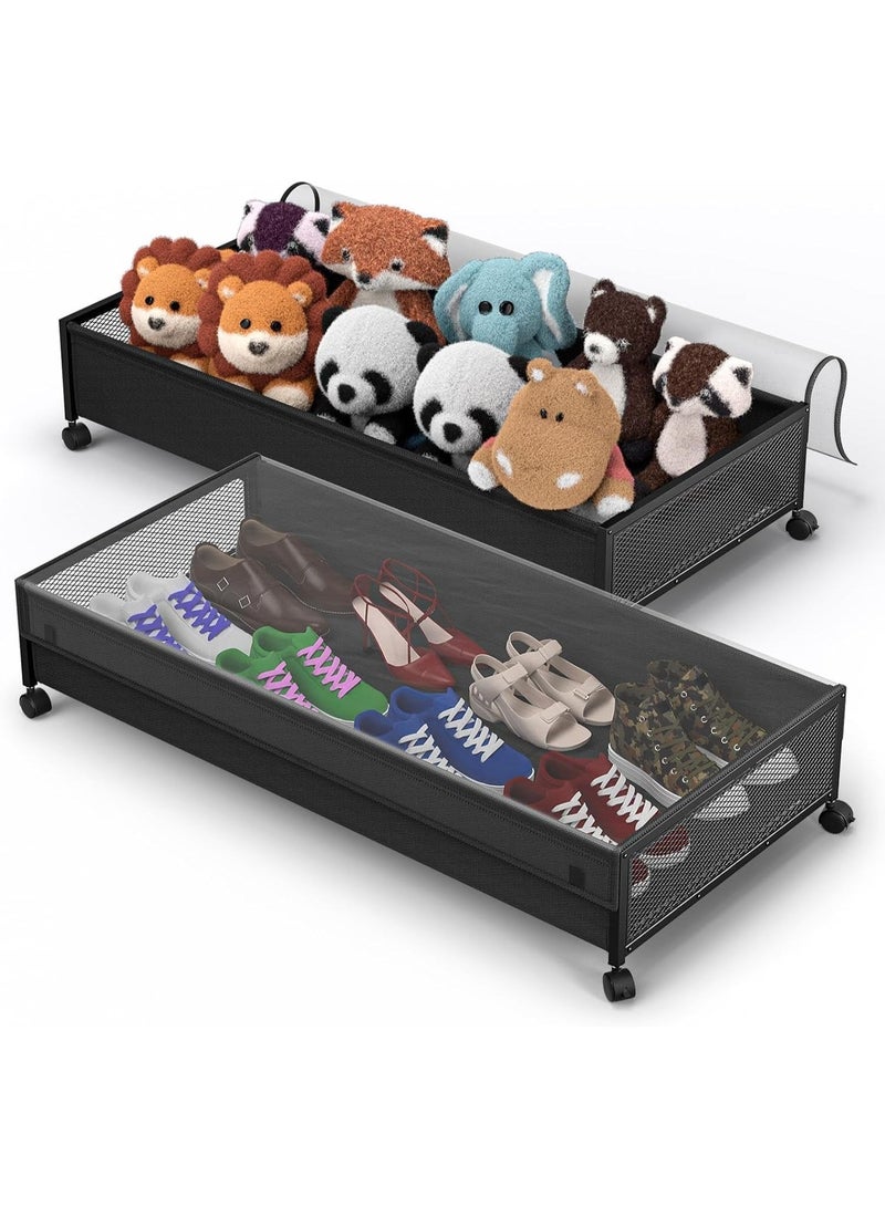 YOUWE7 60L Large Capacity Under Bed Storage with Wheels-Under Bed Storage Containers-Under Bed Storage DrawerBed Storage Organizer for Clothes, Blankets, Books, and Toys (2 Pack) - Image 1