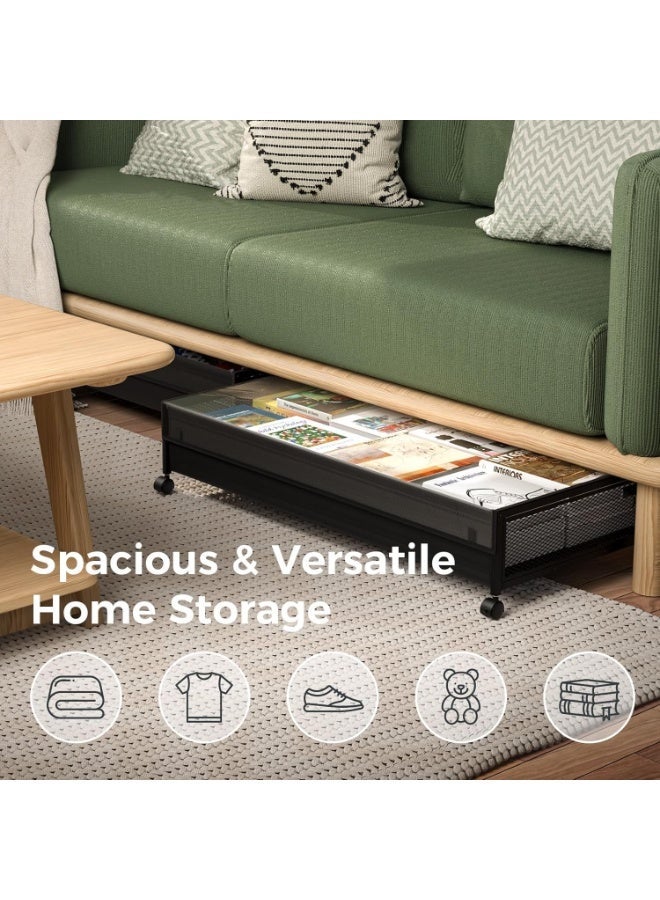 YOUWE7 60L Large Capacity Under Bed Storage with Wheels-Under Bed Storage Containers-Under Bed Storage DrawerBed Storage Organizer for Clothes, Blankets, Books, and Toys (2 Pack) - Image 3