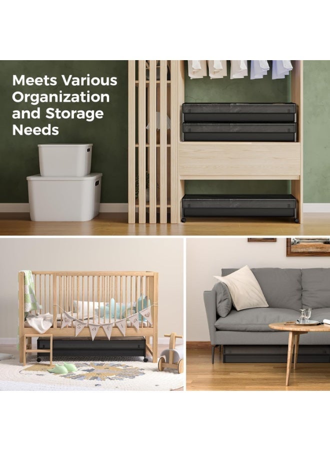 YOUWE7 60L Large Capacity Under Bed Storage with Wheels-Under Bed Storage Containers-Under Bed Storage DrawerBed Storage Organizer for Clothes, Blankets, Books, and Toys (2 Pack) - Image 4