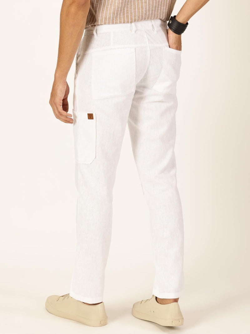 Thomas Scott Men's Linen Blend Straight Fit Chino Pants (White, 32) - Image 4