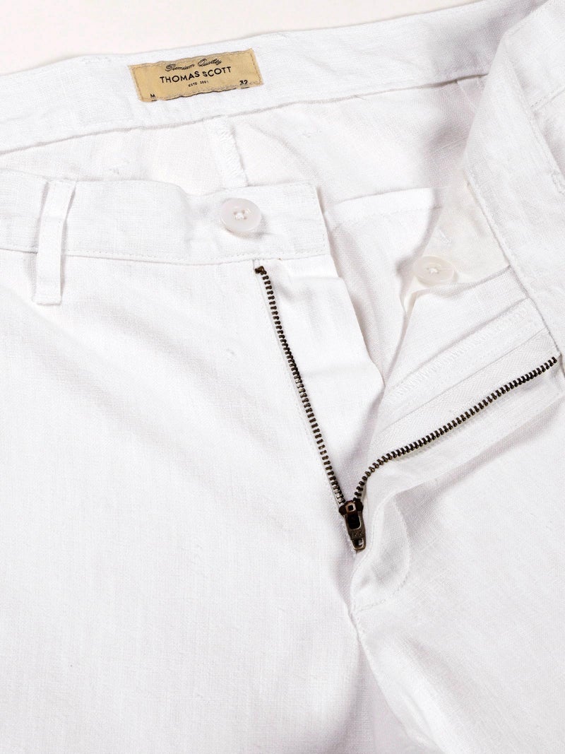 Thomas Scott Men's Linen Blend Straight Fit Chino Pants (White, 32) - Image 5