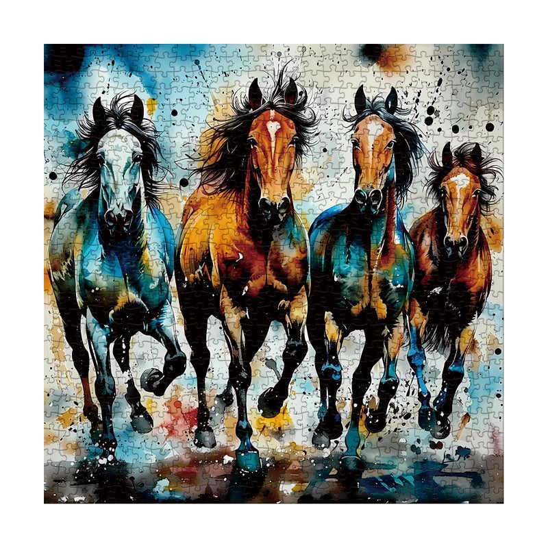 Larkipuzz Art Vintage Horse Puzzles for Adults 1000 Pieces Colorful Aesthetic Animal Painting Jigsaw Puzzles Funny Hard Challenging Mustang Puzzle - Image 3