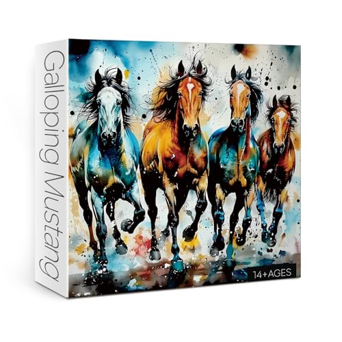 Larkipuzz Art Vintage Horse Puzzles for Adults 1000 Pieces Colorful Aesthetic Animal Painting Jigsaw Puzzles Funny Hard Challenging Mustang Puzzle - Image 5