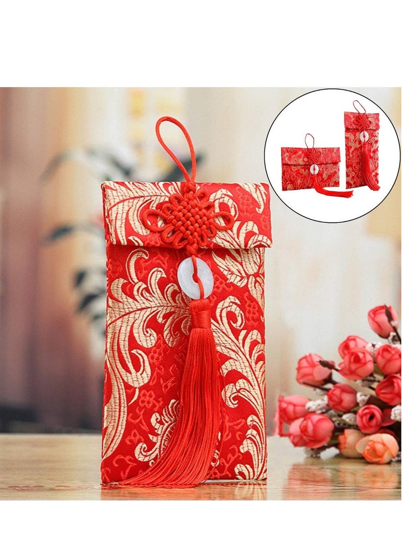 SYOSI Red Envelopes Chinese, 2 PCS Chinese Element Silk Red Envelopes Chinese Red Money Pockets, Gift Card Envelopes for New Year Birthday Party Festivals and Wedding - Image 3
