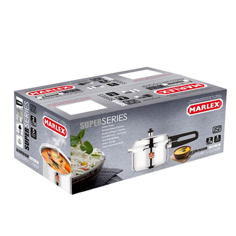 Marlex MARLEX 2 Ltrs Aluminium Pressure Cooker (Silver) - Image 3