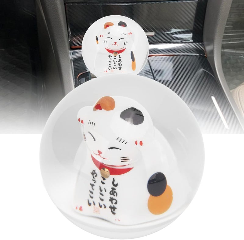 مقبض تغيير التروس العالمي السعيد “Lucky Cat”، مقبض عصا التروس مصنوع من الأكريليك مع 3 محولات لناقل الحركة اليدوي والأوتوماتيكي، رأس تغيير التروس شفاف يتناسب مع مواصفات M8 وM10 - Image 2