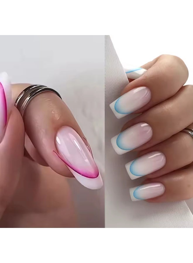 6 Sheets of Luminous Nail Art Stickers, 3D Gradient French Line Nail Stickers Self-Adhesive for Nail Art Design - Image 5