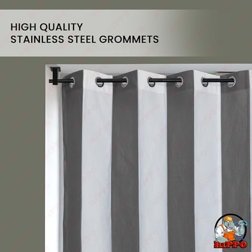 HIPPO High Density Polyethylene Outdoor Stripe 180 GSM Sun Blocking Balcony Eyelet/Grommet Light-filtering Curtain Sun Protection, Light Filtering for Garden Patio (Grey-White, 3FTX4.5FT) - Image 3