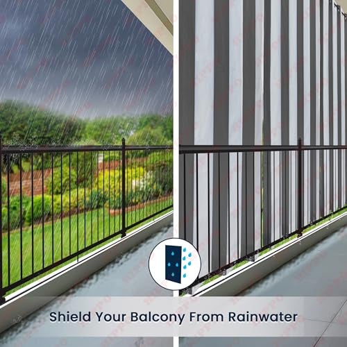 HIPPO High Density Polyethylene Outdoor Stripe 180 GSM Sun Blocking Balcony Eyelet/Grommet Light-filtering Curtain Sun Protection, Light Filtering for Garden Patio (Grey-White, 3FTX4.5FT) - Image 5