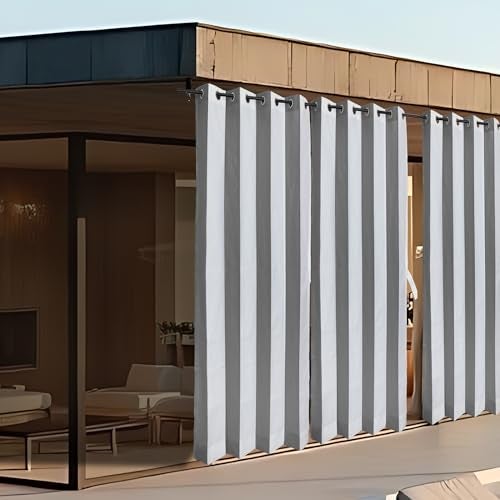 HIPPO High Density Polyethylene Outdoor Stripe 180 GSM Sun Blocking Balcony Eyelet/Grommet Light-filtering Curtain Sun Protection, Light Filtering for Garden Patio (Grey-White, 3FTX4.5FT) - Image 1