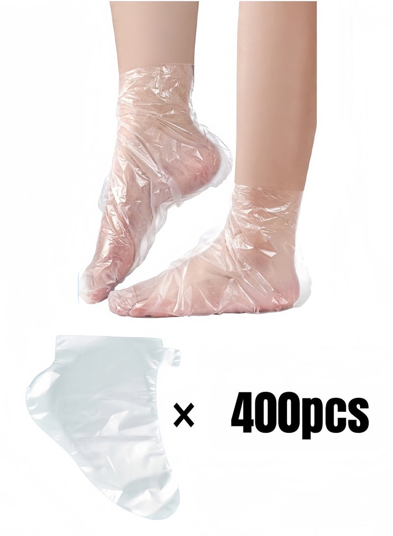 Angola Panda 400 Piece Clear Plastic Disposable Booties with Sticker Paraffin Wax Foot Bath Liners Feet Protectors Covers Foot Spa Socks Thermal Therapy Feet Covers Bags - Image 1