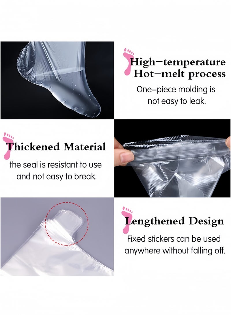Angola Panda 400 Piece Clear Plastic Disposable Booties with Sticker Paraffin Wax Foot Bath Liners Feet Protectors Covers Foot Spa Socks Thermal Therapy Feet Covers Bags - Image 3