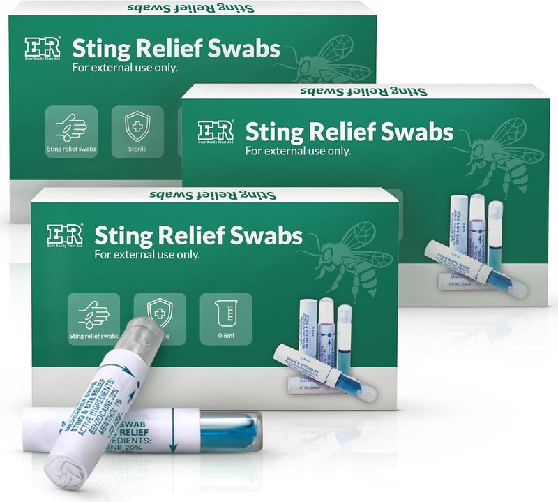 Ever Ready First Aid Instant Pain  Itch Relief for Bee Stings Mosquito Bites Jellyfish Stings  Insect Bites  Benzocaine  Menthol Anesthetic Swabs for Fast Relief 30Count - Image 1