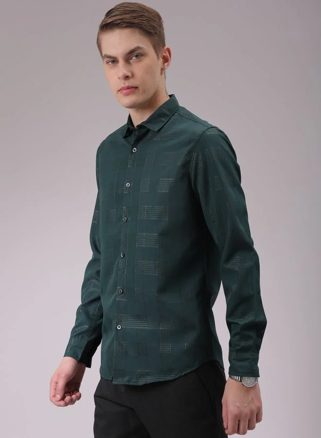 The Indian Garage Co Men Slim Fit Solid Full Sleeves Cutaway Collar Party Wear Shirt
